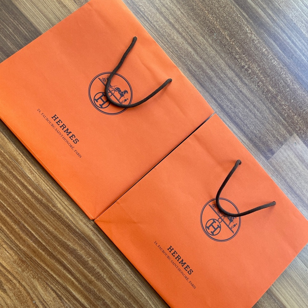 HERMÈS gift bag orange shopping bag medium set of 2